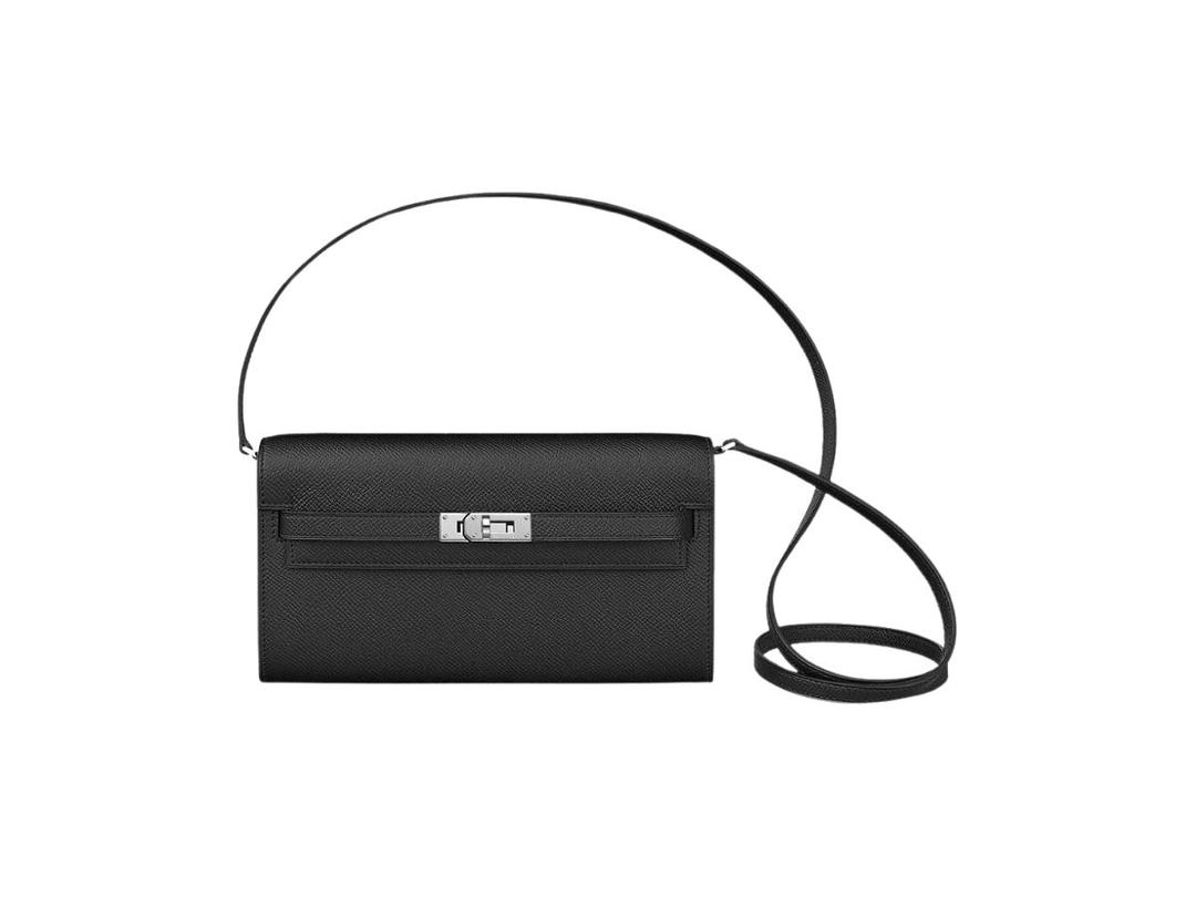 Hermes Hermes Kelly Classic To Go Wallet In Epsom Calfskin Leather With Palladium-Plated Kelly Closure Noir