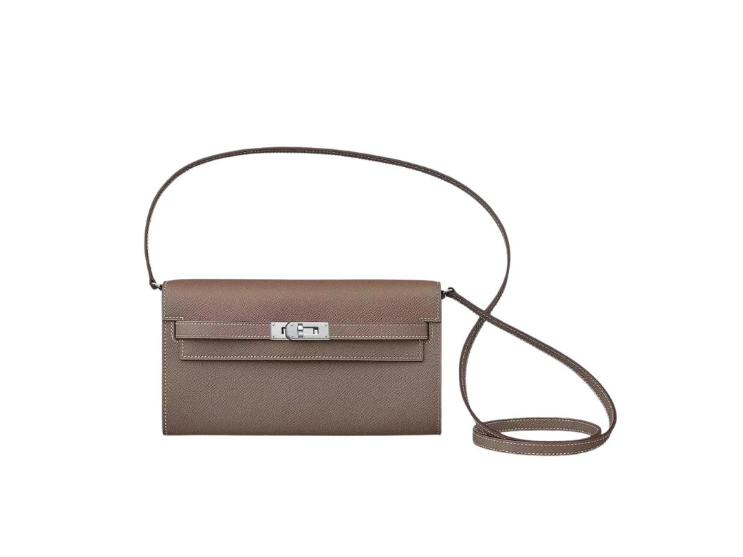 Hermes Hermes Kelly Classic To Go Wallet In Epsom Calfskin With Zipped Change Purse And Palladium Plated Kelly Closure Etoupe