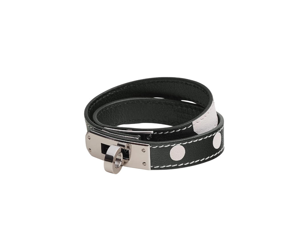 Hermes Hermes Kelly Double Tour Bracelet In 1-2-3 And Away We Go Printed Swift Calfskin With Palladium-Plated Hardware Noir