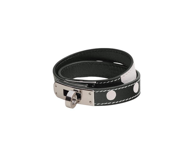 Hermes Hermes Kelly Double Tour Bracelet In 1-2-3 And Away We Go Printed Swift Calfskin With Palladium-Plated Hardware Noir - view 1