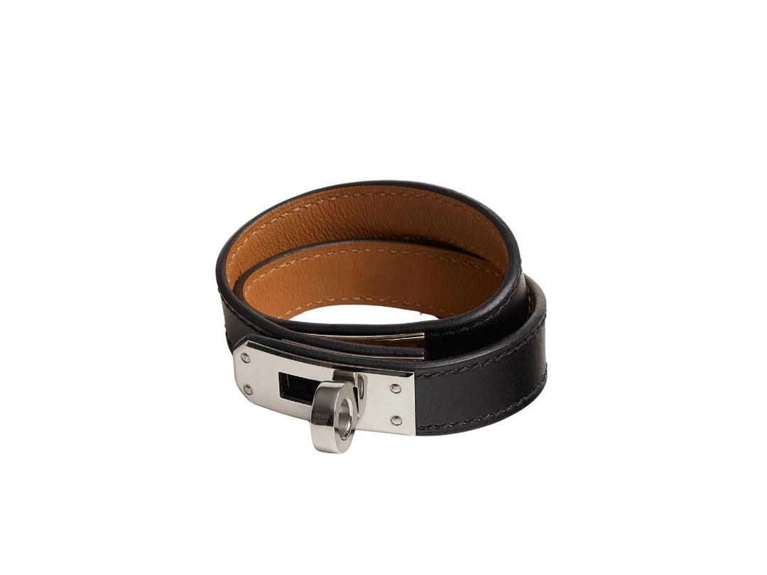 Hermes Hermes Kelly Double Tour Bracelet In Box Calfskin With Palladium-Plated Mini Kelly Closure Noir