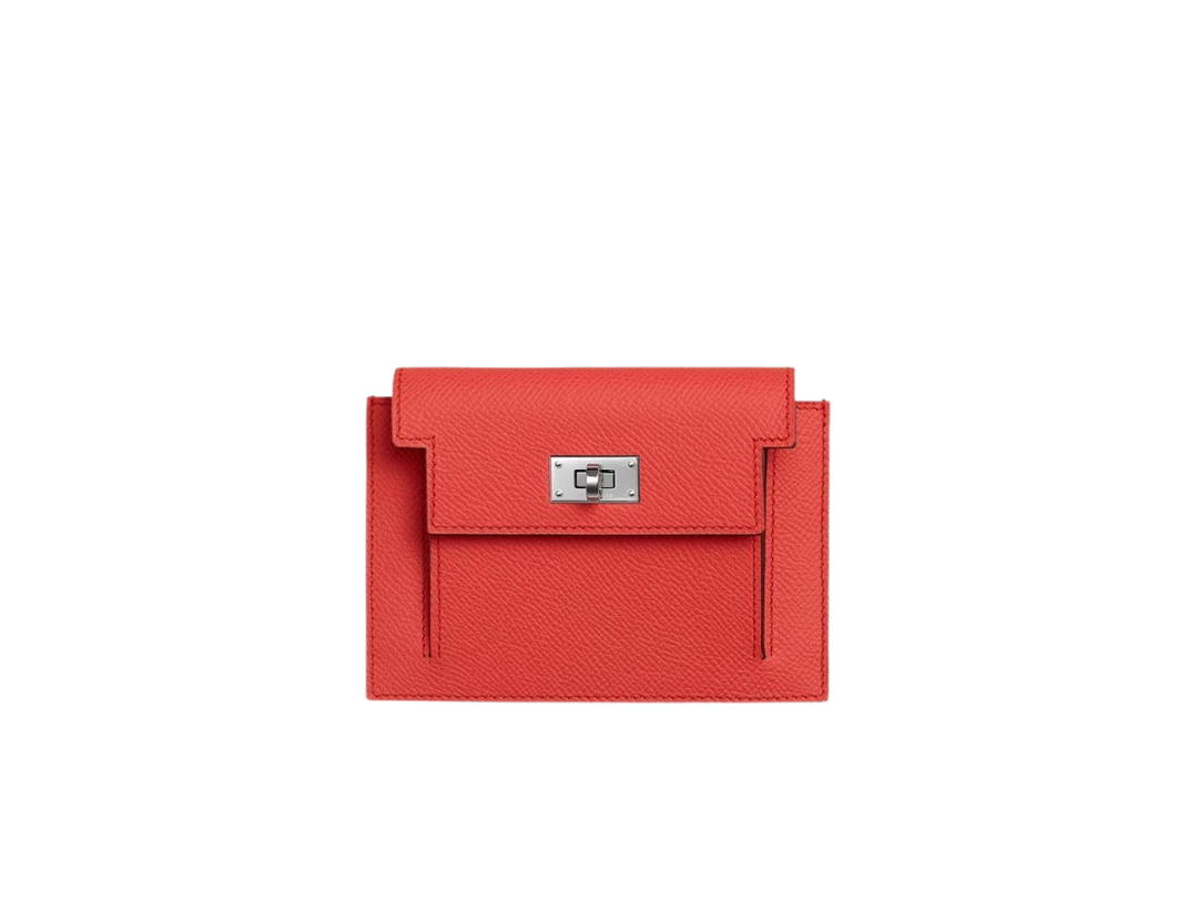 Hermes Hermes Kelly Pocket Compact Wallet In Epsom Calfskin With Palladium Hardware Rose Texas