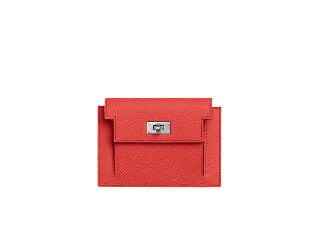 Hermes Hermes Kelly Pocket Compact Wallet In Epsom Calfskin With Palladium Hardware Rose Texas - view 1