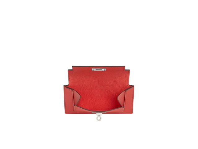 Hermes Hermes Kelly Pocket Compact Wallet In Epsom Calfskin With Palladium Hardware Rose Texas - view 3