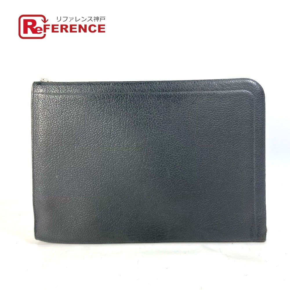 Hermes HERMES L-shaped fastener Zip tablet computer case bag Clutch bag Leather gray