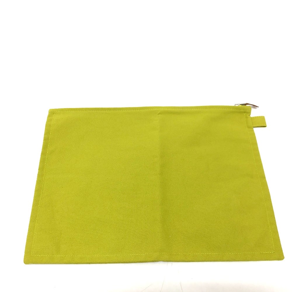 Hermes HERMES Large Pouch Pouch Canvas GreenBased/SilverHardware
