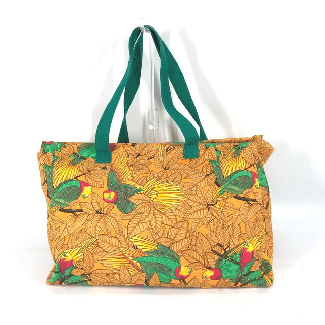 Hermes HERMES large vintage Bird motif bird pattern Shoulder Bag Tote Bag Orange/Green - view 2