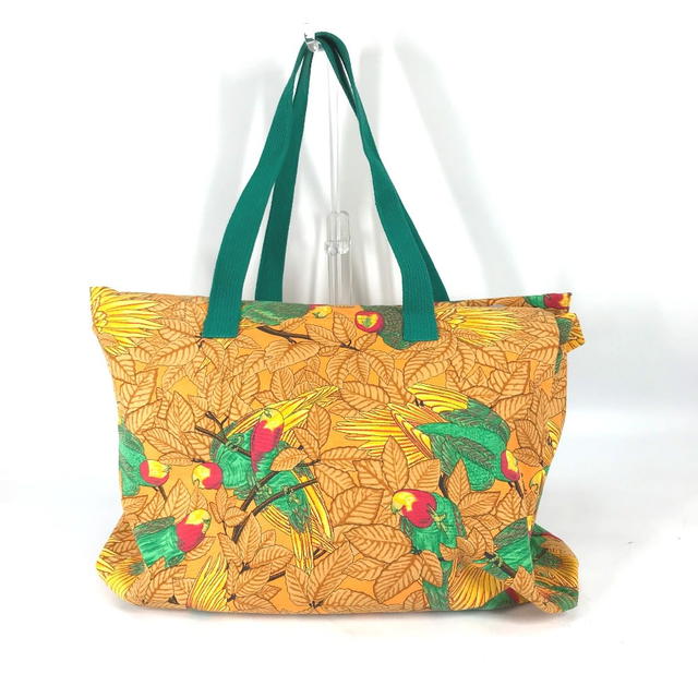 Hermes HERMES large vintage Bird motif bird pattern Shoulder Bag Tote Bag Orange/Green - view 3