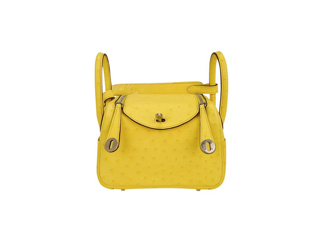 Hermes Hermes Lindy 20 Bag Jaune Citron Ostrich Boreal Palladium Hardware