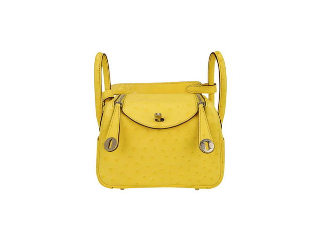 Hermes Hermes Lindy 20 Bag Jaune Citron Ostrich Boreal Palladium Hardware - view 1