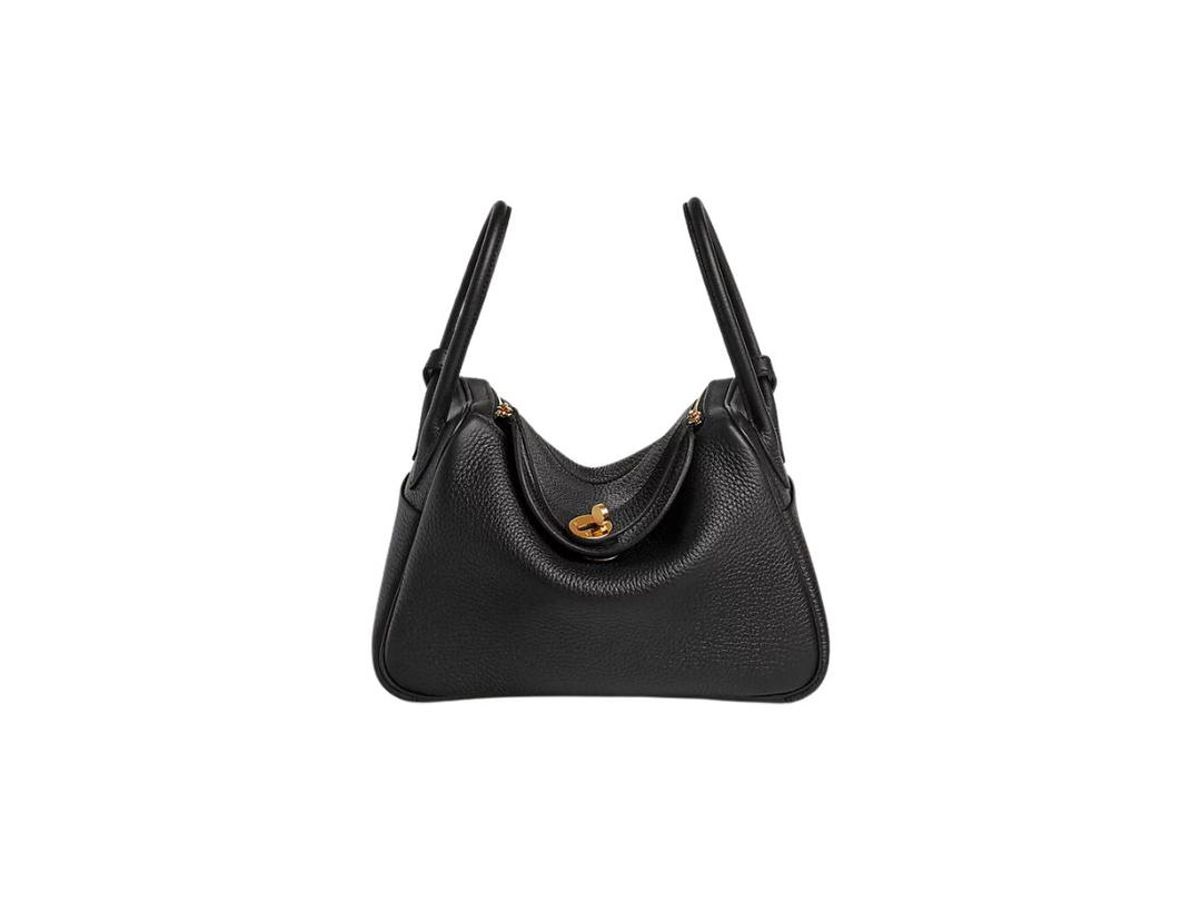 Hermes Hermes Lindy 26 In Clemence With Gold-Plated Hardware Noir