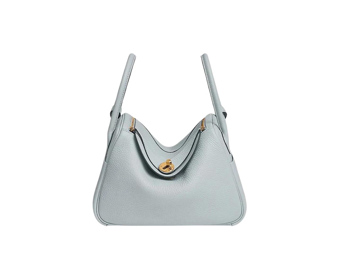Hermes Hermes Lindy 26 Bag In Clemence Calfskin With Gold Hardware Bleu Pale