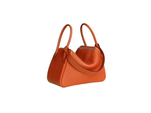 Hermes Hermes Lindy 26 Bag In Taurillon Clemence Leather With Palladium-Plated Hardware Orange - view 2