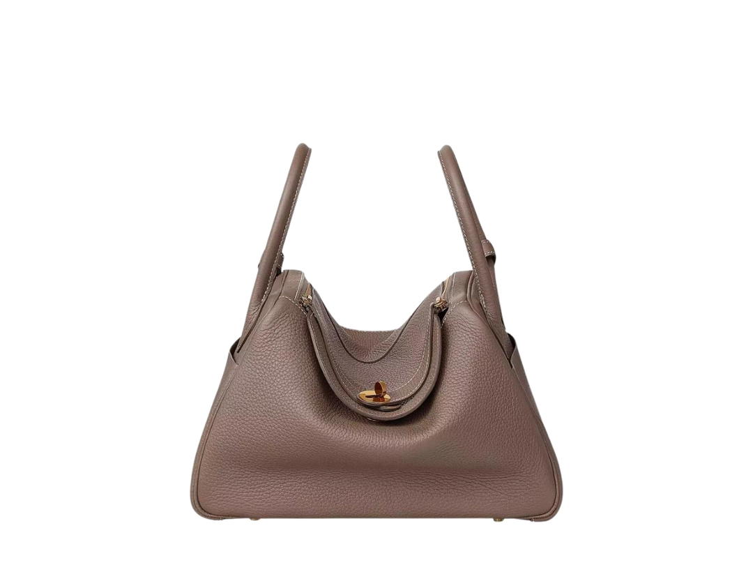 Hermes Hermes Lindy 30 Bag In Clemence Calfskin With Gold Hardware Etoupe