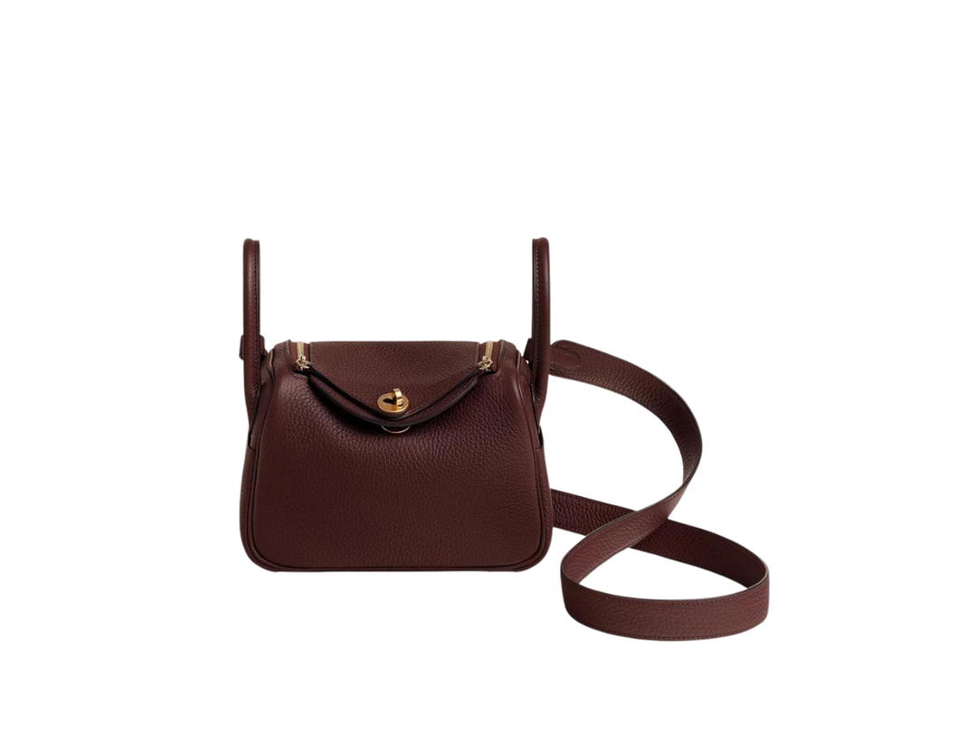 Hermes Hermes Lindy Mini Bag In Clemence Calfskin With Gold Hardware Rouge Sellier