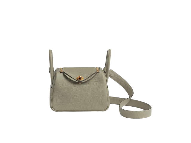Hermes Hermes Lindy Mini Bag In Clemence Calfskin With Gold Hardware Sauge - view 1