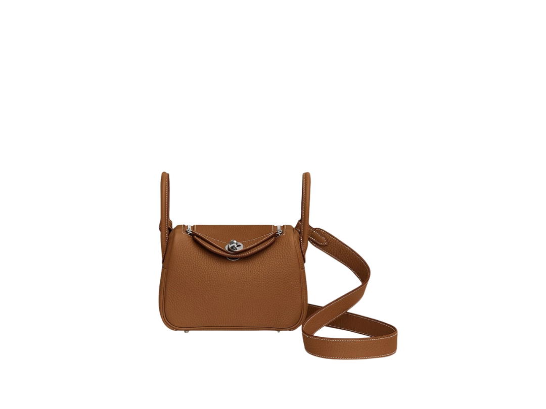 Hermes Hermes Lindy Mini Bag In Clemence Calfskin With Palladium Hardware Gold