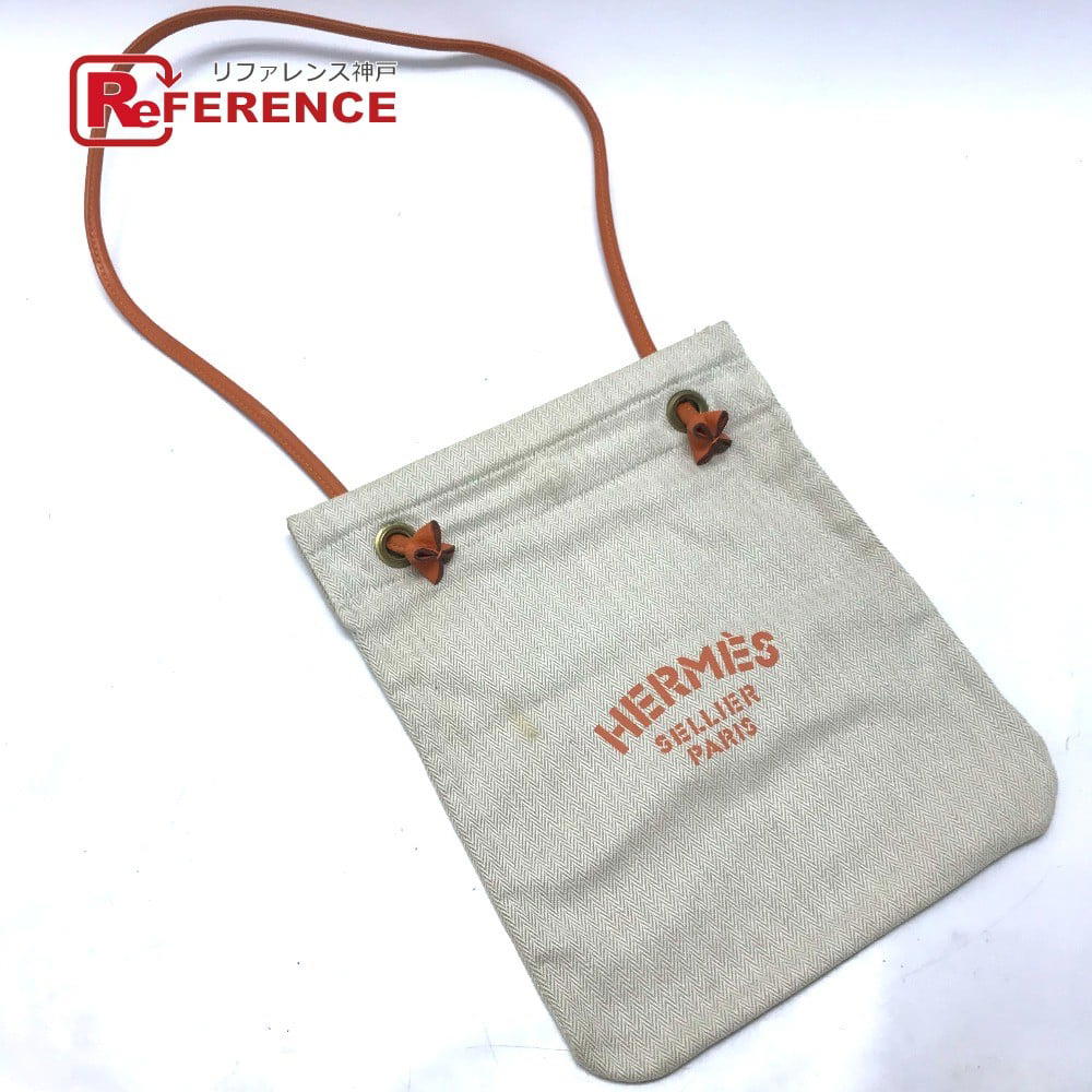 Hermes HERMES logo bag Aline PM Shoulder Shoulder Bag Canvas / Leather Orange/Beige