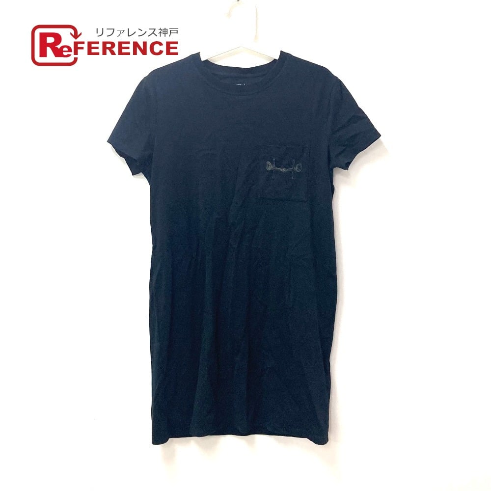 Hermes HERMES Long T-shirt Dress Apparel Shirt Dress Apparel Dress cotton Black