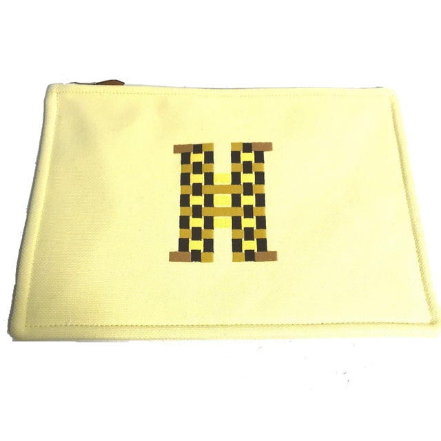 Hermes HERMES Makeup pouch Cosmetics Pouch H tissage Clutch bag Pouch Toile H yellow - view 3