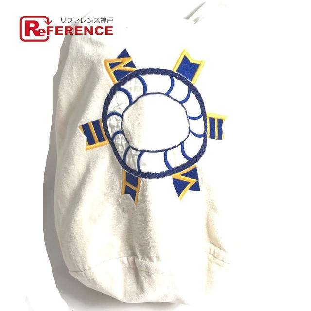 Hermes HERMES Marine pattern purse pile bag Shoulder Bag cotton White/blue - view 1