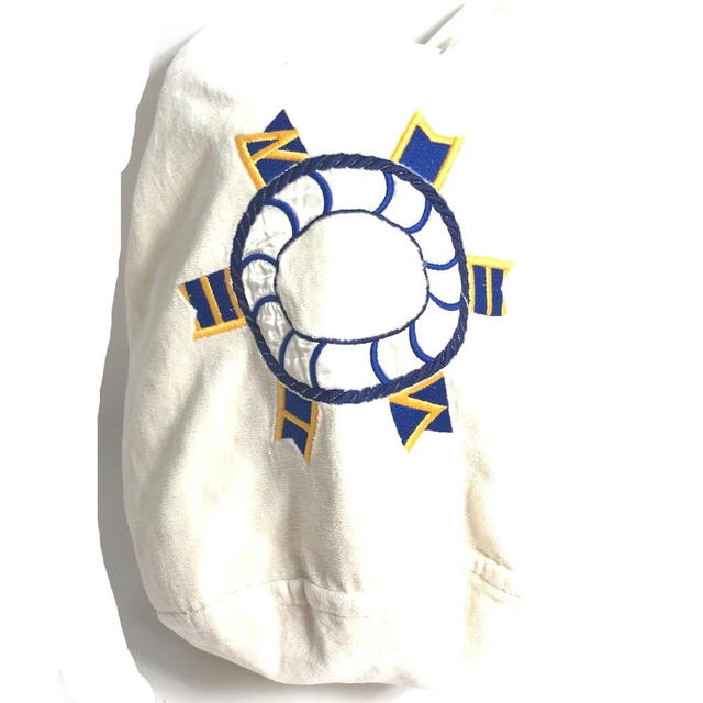 Hermes HERMES Marine pattern purse pile bag Shoulder Bag cotton White/blue - view 2