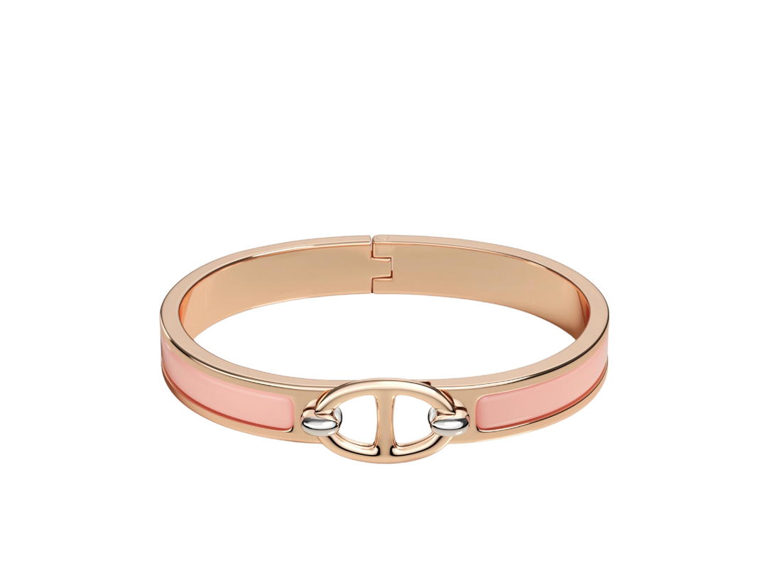 Hermes Hermes Mini Clic Chaine D'ancre Bracelet In Plain Enamel With Rose Gold-Plated Hardware Rose Candeur