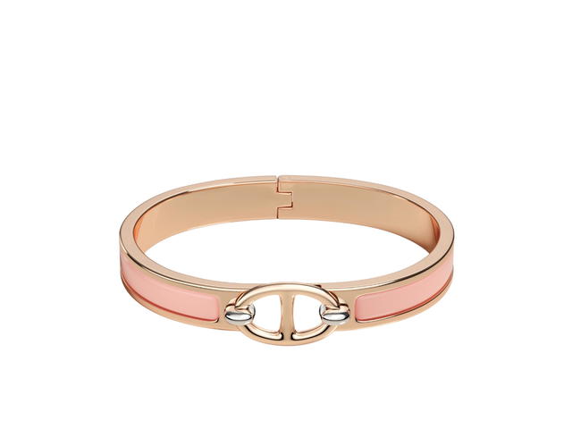 Hermes Hermes Mini Clic Chaine D'ancre Bracelet In Plain Enamel With Rose Gold-Plated Hardware Rose Candeur - view 1