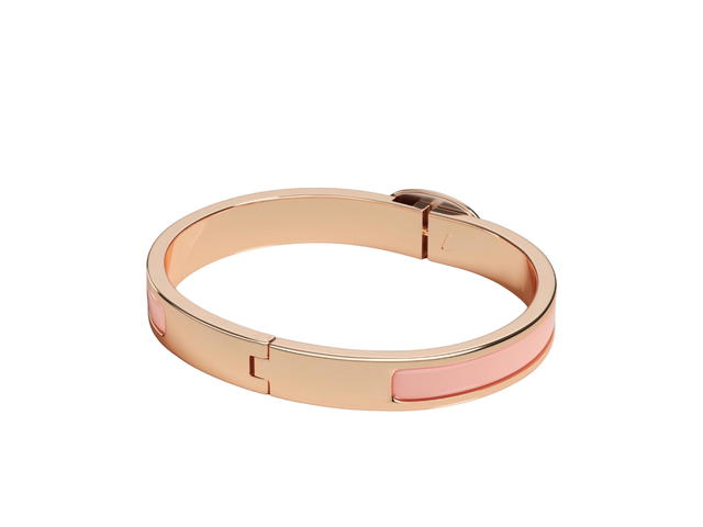 Hermes Hermes Mini Clic Chaine D'ancre Bracelet In Plain Enamel With Rose Gold-Plated Hardware Rose Candeur - view 2