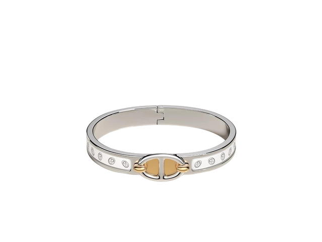 Hermes Hermes Mini Clic Chaine d'Ancre Bracelet In Chaine d'Ancre Printed Enamel With Palladium-Plated Hardware Blanc Platine-Blanc - view 1