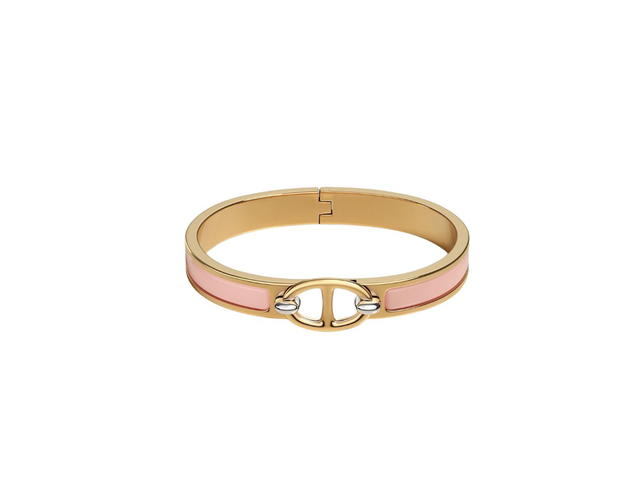 Hermes Hermes Mini Clic Chaine D'ancre Bracelet In Plain Enamel With Gold-Plated Hardware Rose Candeur - view 1