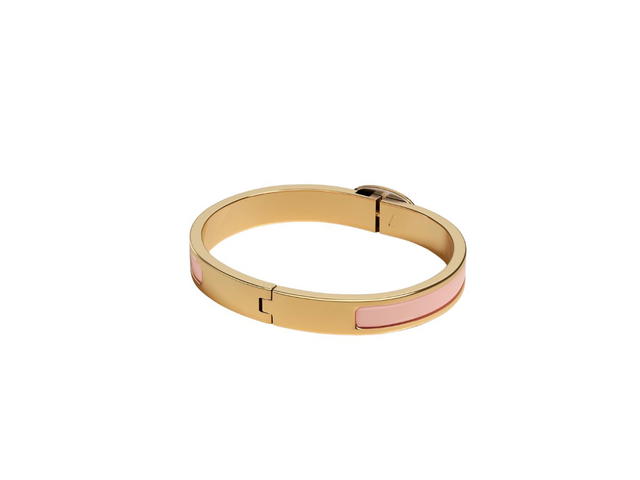 Hermes Hermes Mini Clic Chaine D'ancre Bracelet In Plain Enamel With Gold-Plated Hardware Rose Candeur - view 2