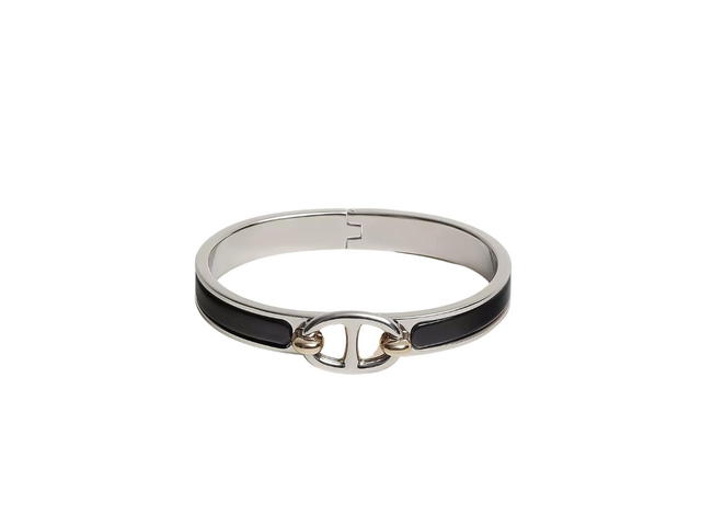 Hermes Hermes Mini Clic Chaine D'Ancre Bracelet In Plain Enamel With Palladium-Plated Hardware Noir - view 1