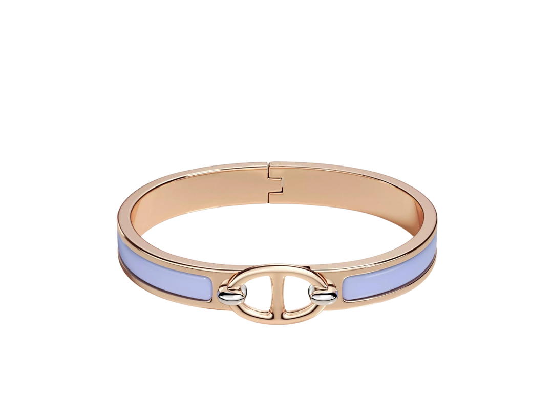 Hermes Hermes Mini Clic Chaine d'Ancre Bracelet In Plain Enamel With Rose Gold-Plated Hardware Parme