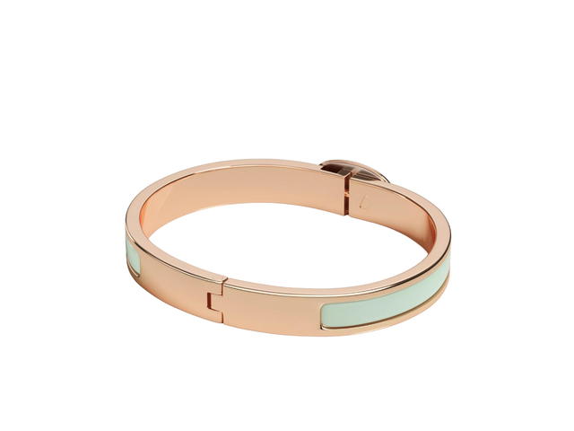 Hermes Hermes Mini Clic Chaine d’Ancre Bracelet In Plain Enamel With Rose Gold-Plated Hardware Vert Fizz - view 2