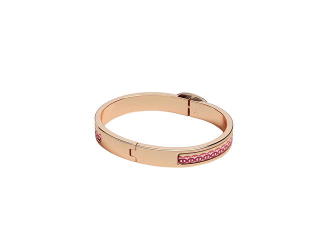 Hermes Hermes Mini Clic Chaine D'ancre Bracelet In Printed Enamel With Rose Gold-Plated Hardware Ultra Pink - view 2