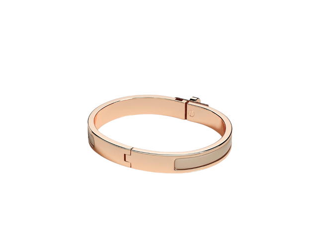 Hermes Hermes Mini Clic Kelly Bracelet In Enamel With Rose Gold Plated Metalic Finish Marron Glacé - view 2