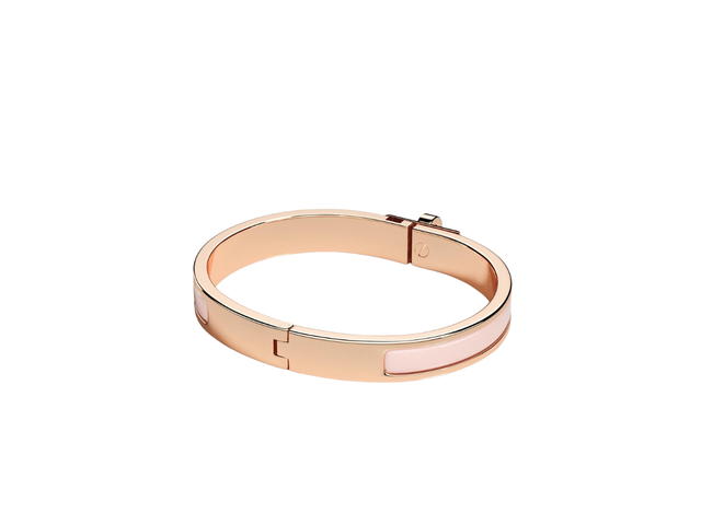 Hermes Hermes Mini Clic Kelly Bracelet In Enamel With Rose Gold Plated Metalic Finish Rose Candeur - view 2