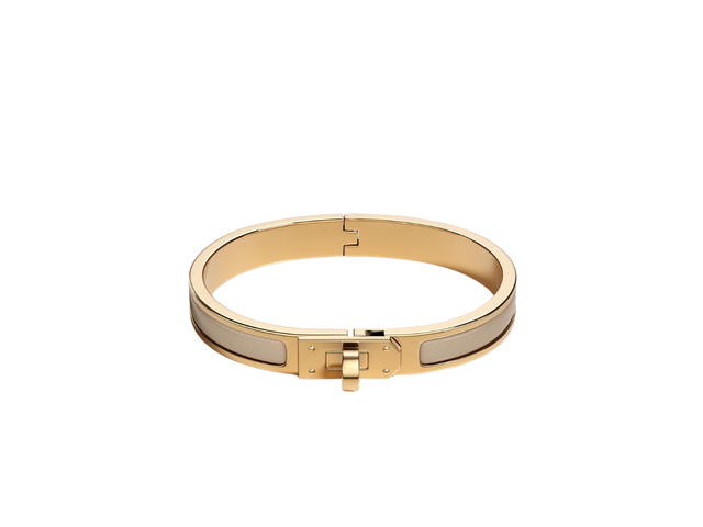 Hermes Hermes Mini Clic Kelly Bracelet In Enamel With Yellow Gold Plated Metalic Finish Marron Glacé - view 1