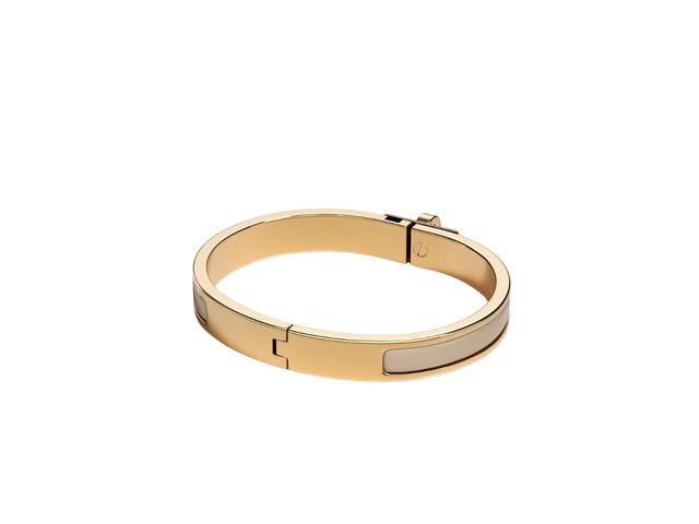 Hermes Hermes Mini Clic Kelly Bracelet In Enamel With Yellow Gold Plated Metalic Finish Marron Glacé - view 2