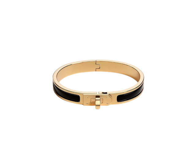 Hermes Hermes Mini Clic Kelly Bracelet In Enamel With Yellow Gold Plated Metalic Finish Noir - view 1