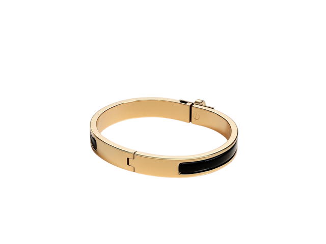 Hermes Hermes Mini Clic Kelly Bracelet In Enamel With Yellow Gold Plated Metalic Finish Noir - view 2