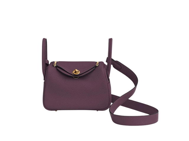 Hermes Hermes Mini Lindy In Clemence Leather With Gold Plated Metal Hardware Cassis - view 1