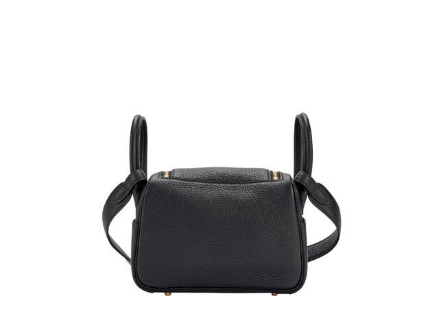 Hermes Hermes Mini Lindy In Clemence Leather With Gold Plated Metal Hardware Noir - view 2
