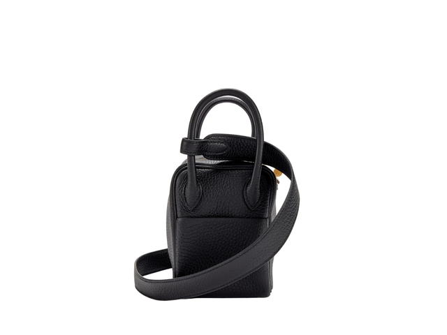 Hermes Hermes Mini Lindy In Clemence Leather With Gold Plated Metal Hardware Noir - view 3
