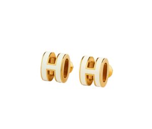 Buy Hermes Mini Pop H Earrings In Lacquered Metal With Gold-Plated Hardware Blanc at Sasom – Authentic and Ready to Ship