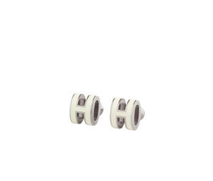 Buy Hermes Mini Pop H Earrings In Lacquered Metal With Palladium-Plated Hardware Blanc at Sasom – Authentic and Ready to Ship