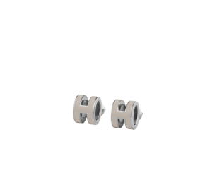 Buy Hermes Mini Pop H Earrings In Lacquered Metal With Palladium-Plated Hardware Marron Glacé at Sasom – Authentic and Ready to Ship