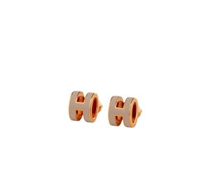 Buy Hermes Mini Pop H Earrings In Lacquered Metal With Rose Gold-Plated Hardware Marron Glacé at Sasom – Authentic and Ready to Ship