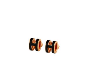 Buy Hermes Mini Pop H Earrings In Lacquered Metal With Rose Gold-Plated Hardware Noir at Sasom – Authentic and Ready to Ship